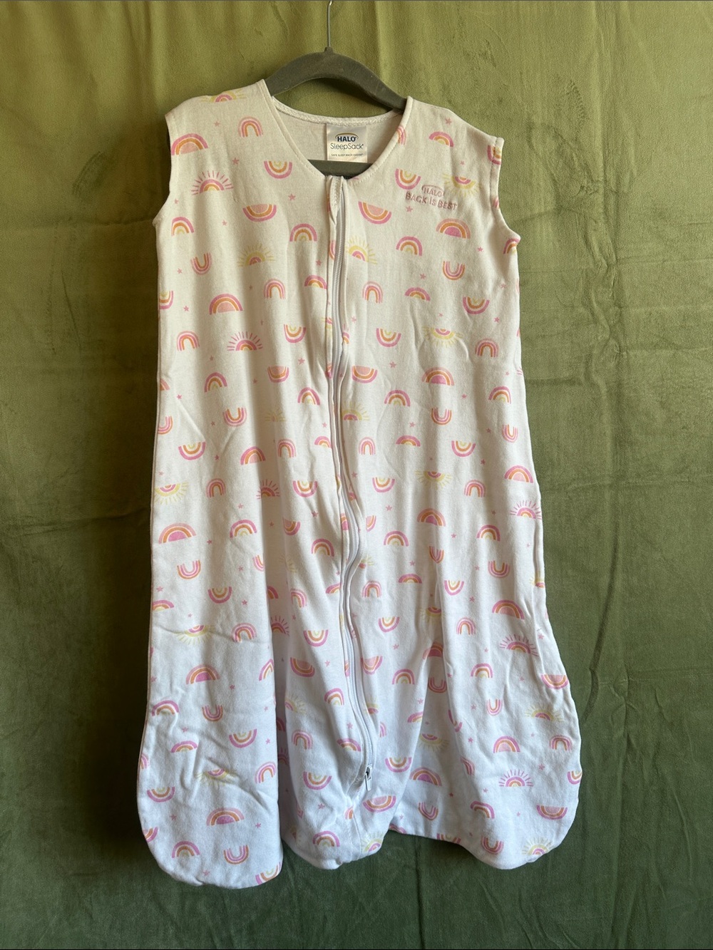 #948 Halo Pink and Gold Rainbow Wearable Sleep Sack